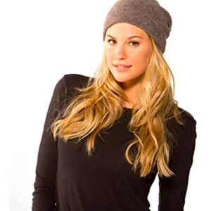 NWT Barefoot Dreams CozyChic Lite Confetti Beanie Storm Gray Dark Brown OS